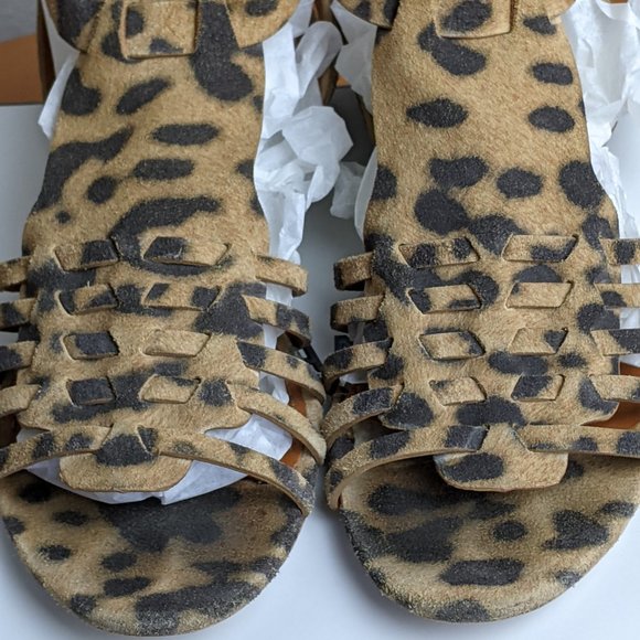 Givenchy Tan/Black Leopard Print Suede/Leather Gladiator Sandals US 6.5 - Picture 2 of 9
